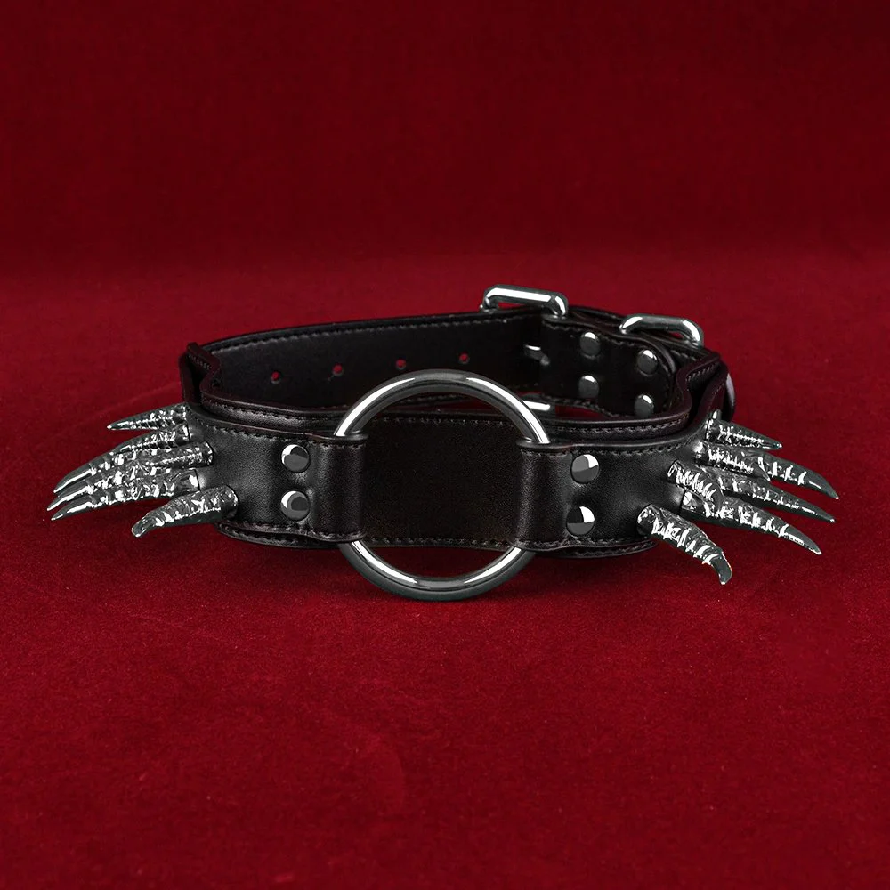 Devil's Claw Adjustable Submissive Collar Premium Leather Collar for Couples' Sex Toys