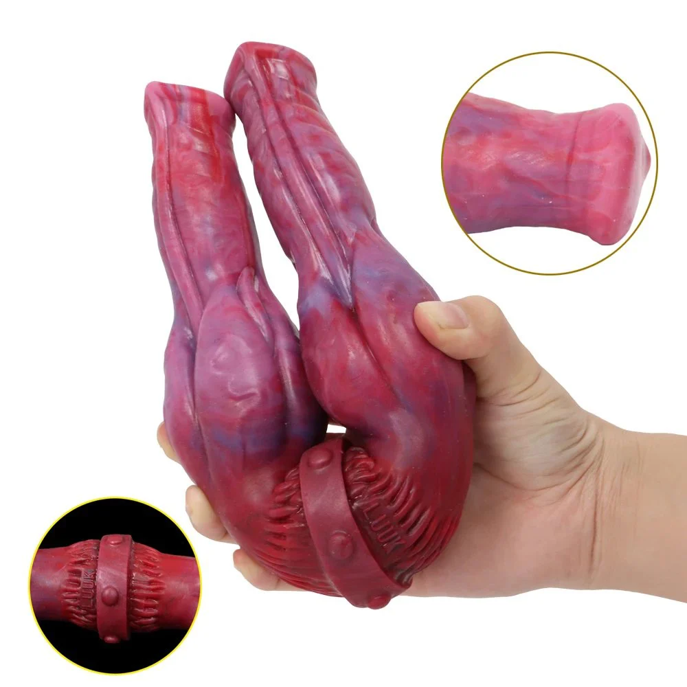 Color Magic Dragon Double Headed Penis Dog Knot Long Dildo for Lesbian Couples Adult Women Dildo Sex Toys