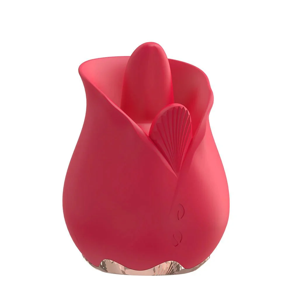 Female Rose Vibrator with Tongue Licking Function Double Motor Powerful Vibration Personal Massager for Women