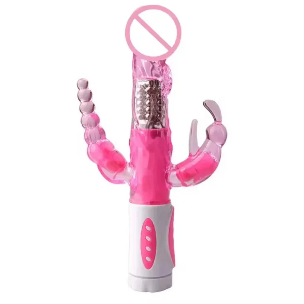 3 in 1 G-Spot Dildo Rabbit Vibrator with Vibrating Anal Beads Clitoris Vagina Stimulator Massager Adult Sex Toys for Women