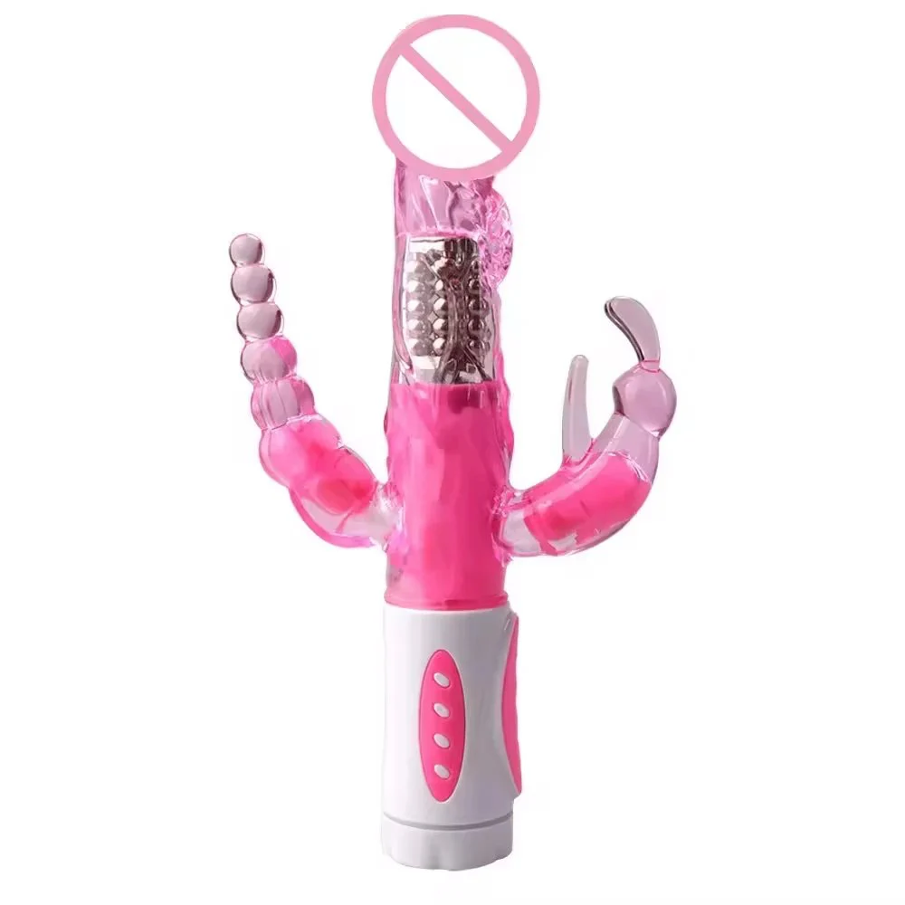 3 in 1 G-Spot Dildo Rabbit Vibrator with Vibrating Anal Beads Clitoris Vagina Stimulator Massager Adult Sex Toys for Women
