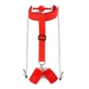 Behind Back Handcuff With Mouth Gag and Long Chain Nipple Clamps Bondage Restraints for Adult SM Games Sex Toys for Couples