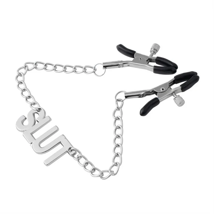 Erotic Sex Toys Bondage Gear Breast Clamp Clips Adjustable Nipple Clamps With Chain Letter