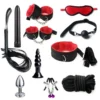 Erotic Toys Whip Anal Plug Nipple Clamp 11PCS Bondage Set With Sex Toys Couple Sexual Bondage Kit