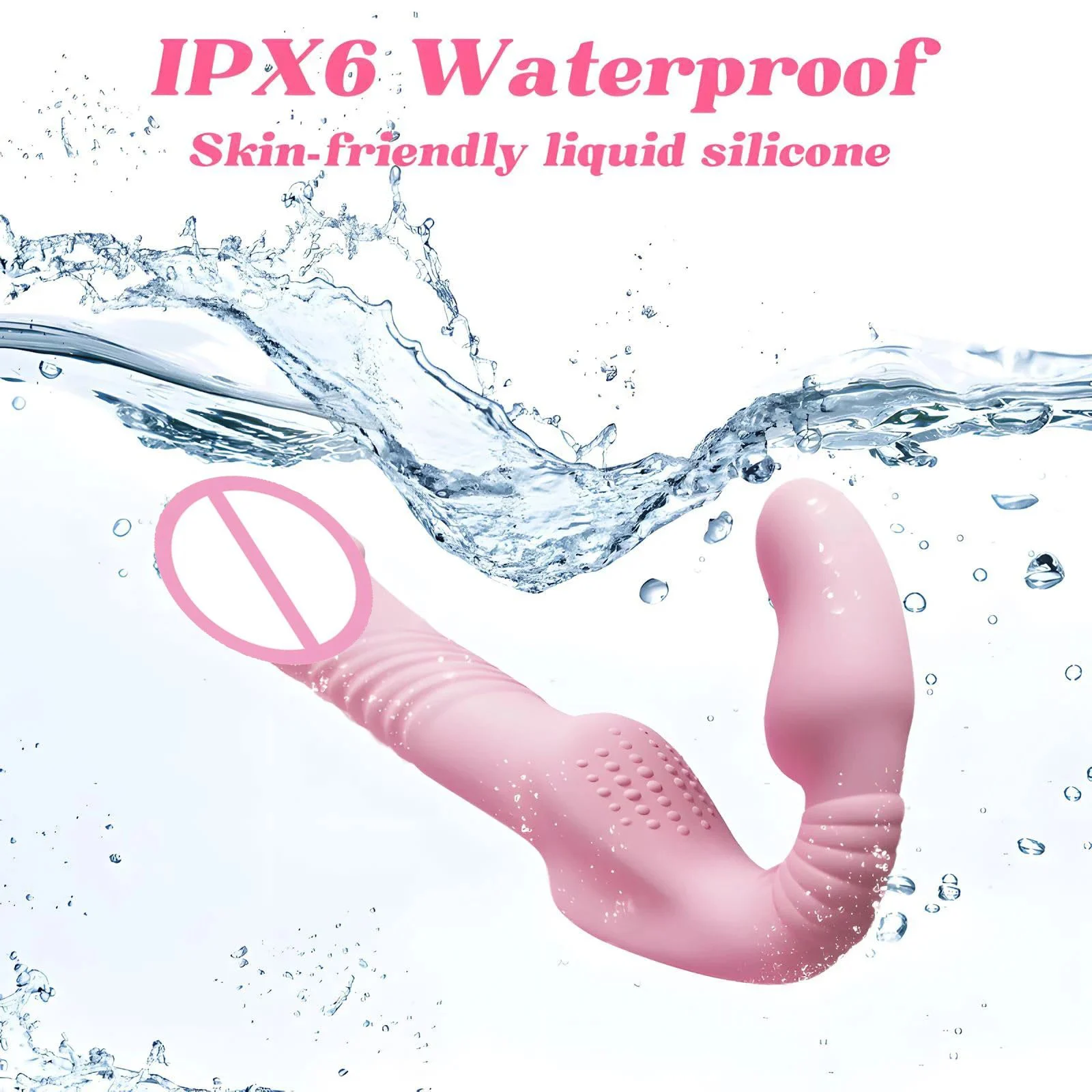 Double Ended Strapless Lesbian Vibrators Remote Control Strap on G-Spot Thrusting Dildo Vibrator Adult Sex Toy for Women Couple