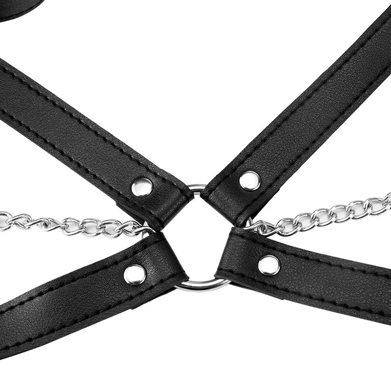 Black Breast Strap Chain Leather Sex Clothes for Women All-Product Line Sex Toys