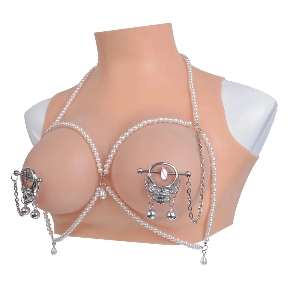 Fearful Face Metal Stainless Steel Nipple Clips Wearable Nipple Clamp Chain Fun Props for Sex Leather Sexy Bondage Clothing