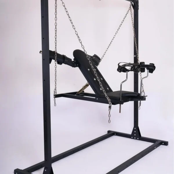 Leather Leg Split Swing Chair with Handcuffs & Leg Cuffs for Couples Flirting Adult Use