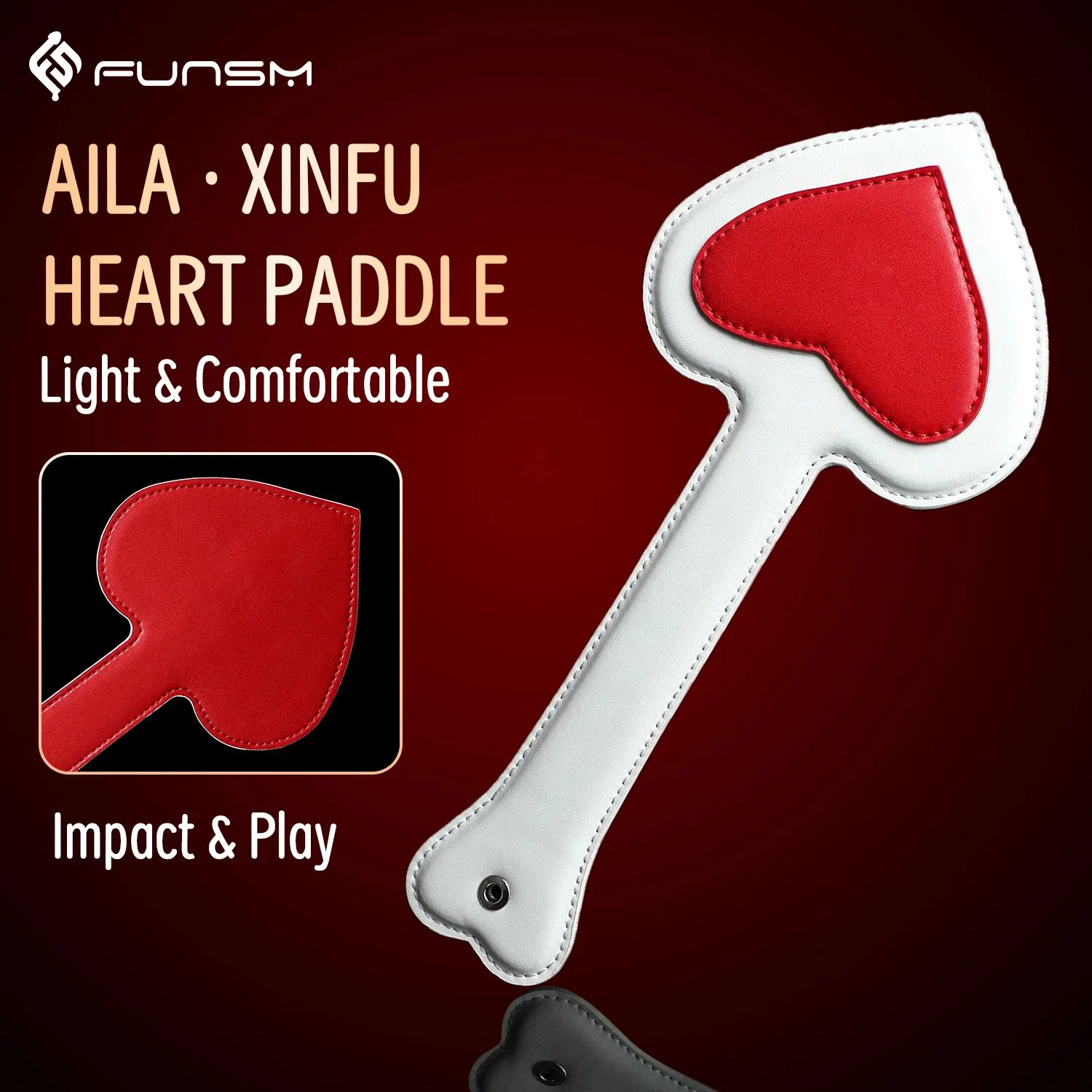 Heart-Shaped Leather Spanking Paddle Comfortable Handle for Submissive Play Bondage Heart-Shaped PU Punishment Paddle