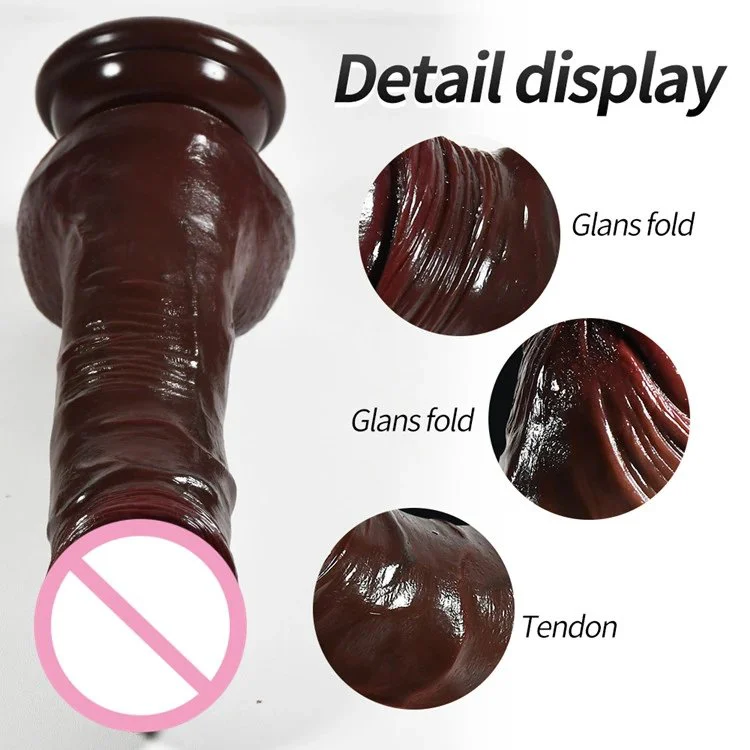 Double Liquid Silicone Female Masturbation Super Brown Realistic Dildo Adult Sex Toys for Women