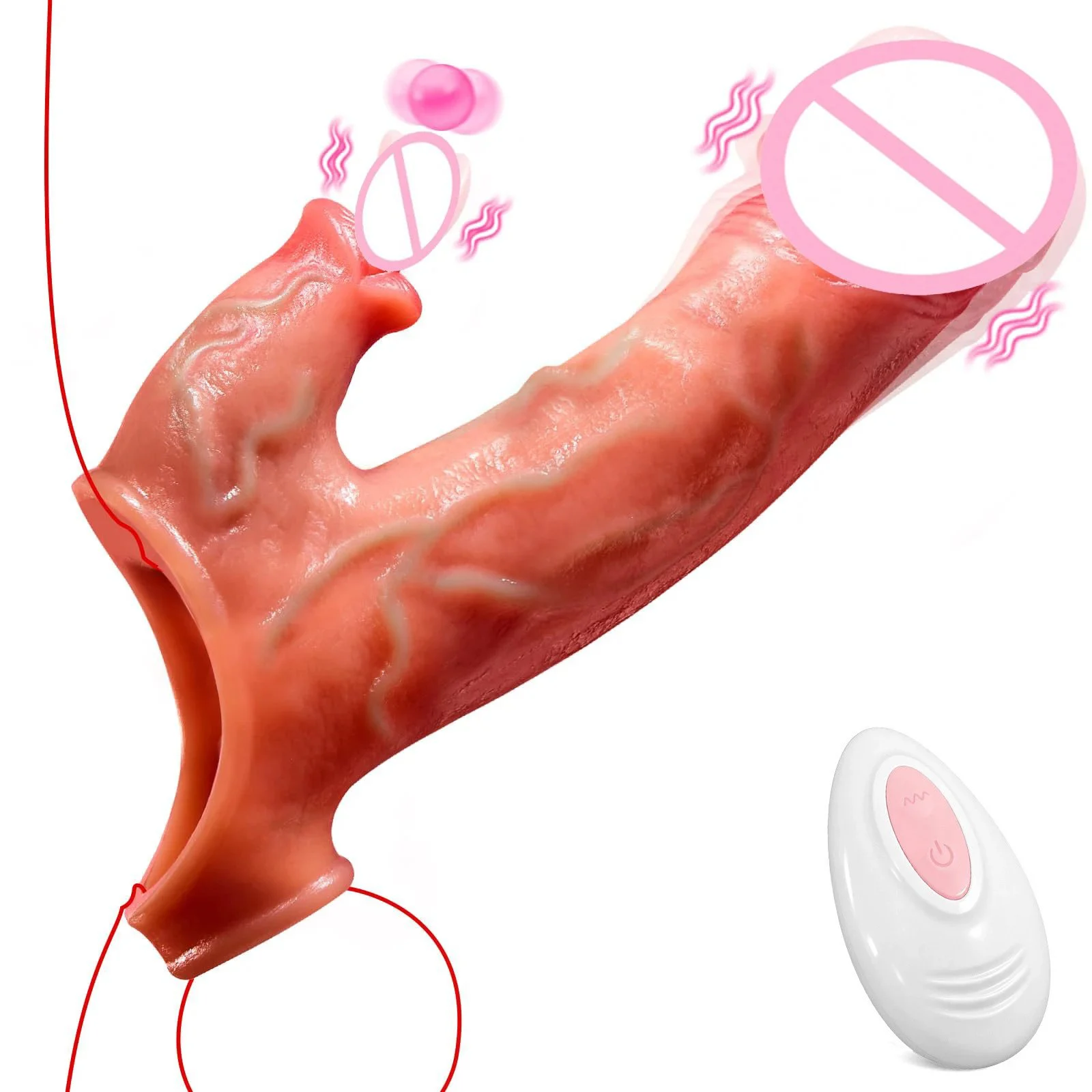 Liquid Silicone Dildo Condom For Men Electric Delayed Wear Hollow Dildo Condom For Adult Sexual Products