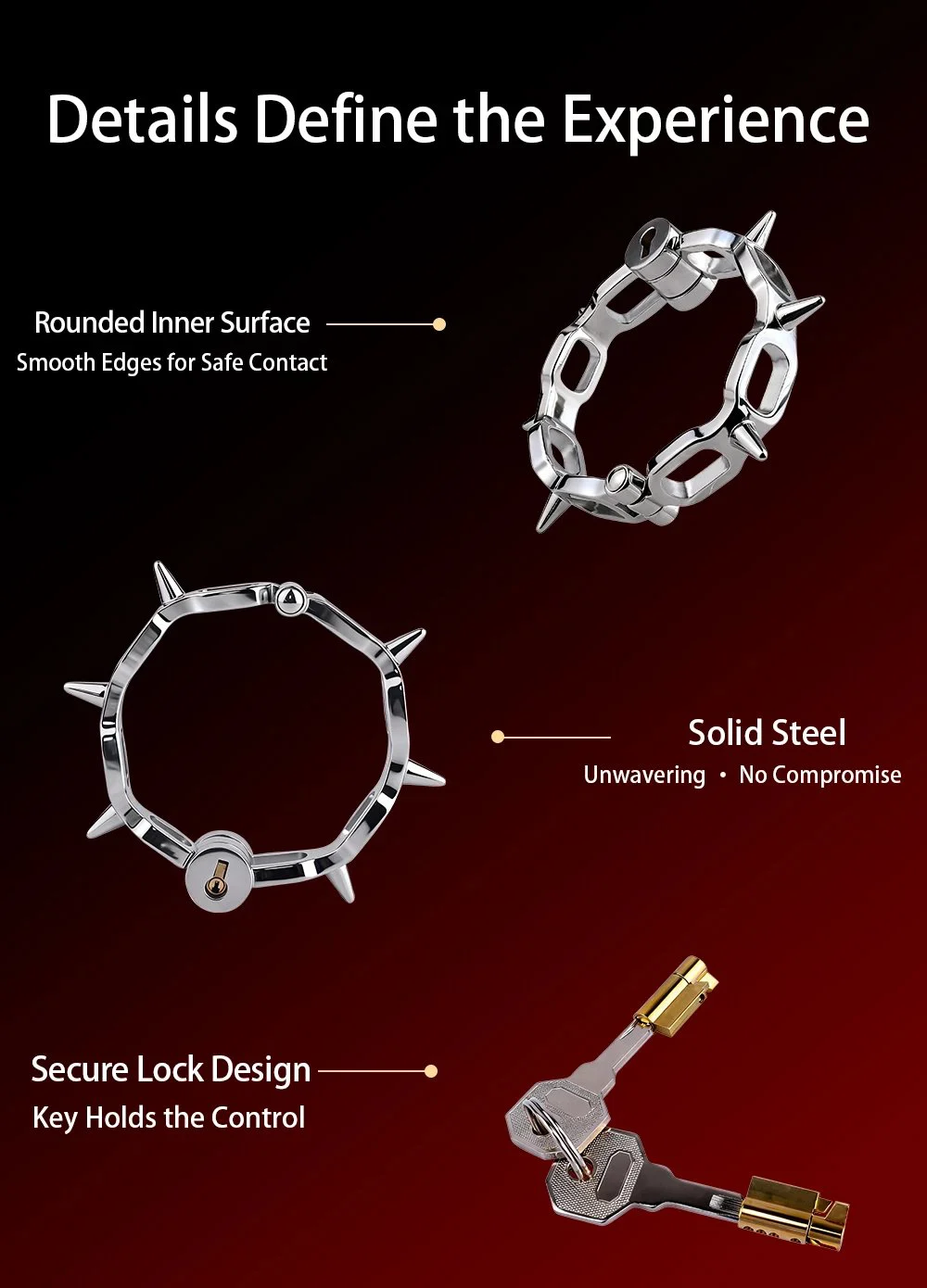 Heavy Duty Stainless Steel Wrist Ankle Cuffs with Padlock Bedroom Sex Bondage Restraints Set Metal Restraint Gear for Men