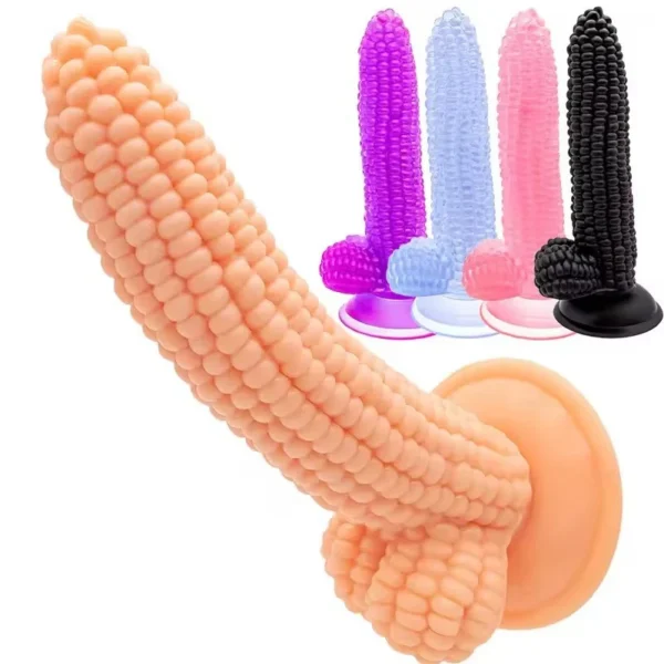 Corn Phallus Fruit Shape Crystal Black Jelly Dildo Anal Plug Eco-Friendly IPX6 Waterproof Sex Toy for Women and Men