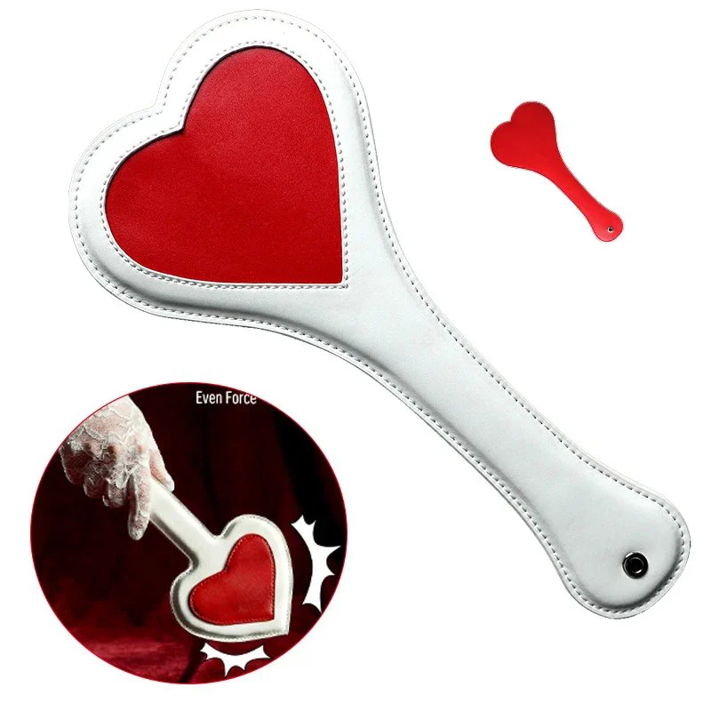 Heart-Shaped Leather Spanking Paddle Comfortable Handle for Submissive Play Bondage Heart-Shaped PU Punishment Paddle
