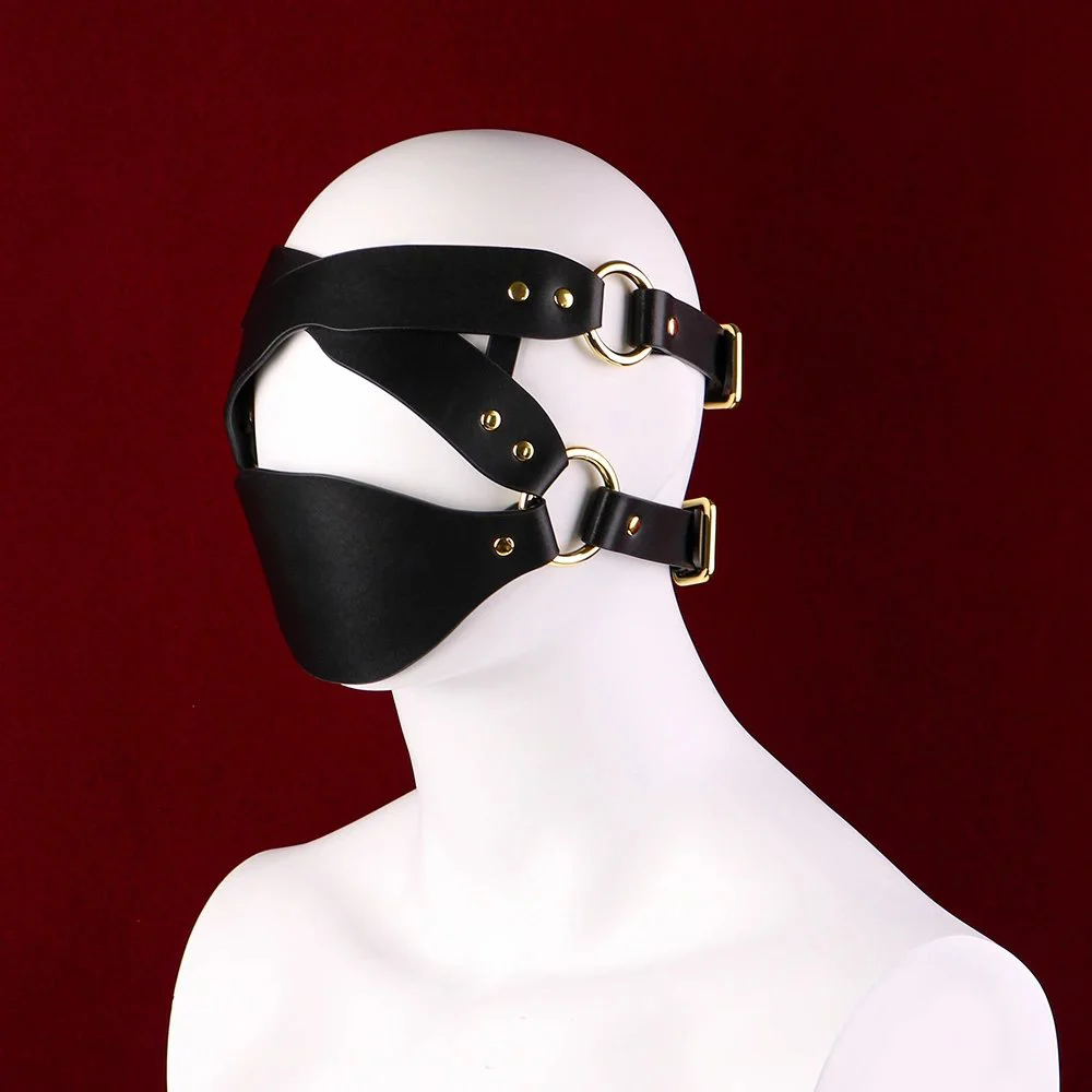 Comfortable Leather Mask with Adjustable Straps Two Colors Available for Fetish Role Play