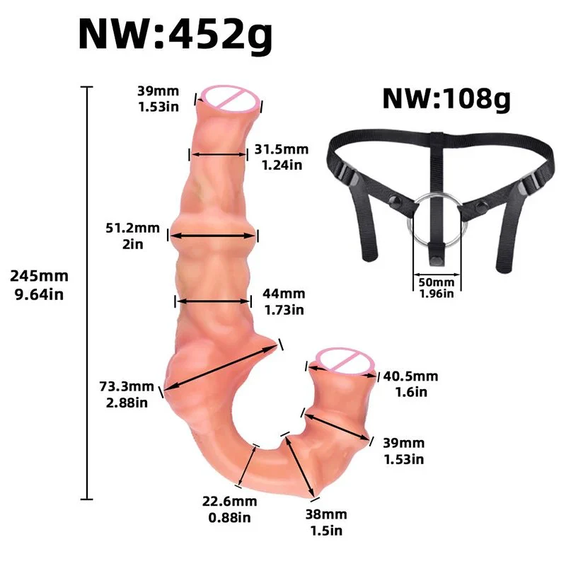Wearable Double-headed Vibrating Penis Has Three Built-in Motors, a Heating Plate on the Head for Heating