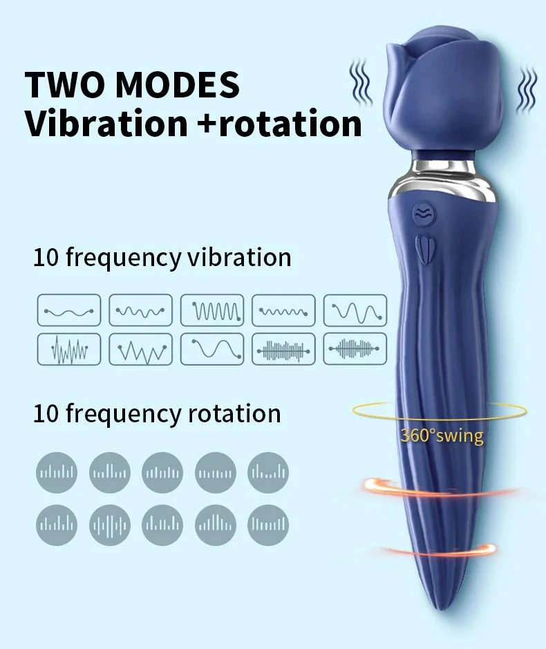 Vibrator Rose Shaped With Two Modes Vibration and Rotation Sexy Toys for Women