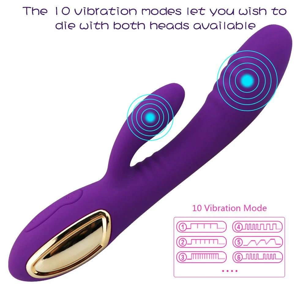 USB Charger Waterproof Insert Vibrator Double-head Masturbation G-spot Rabbit Vibrators