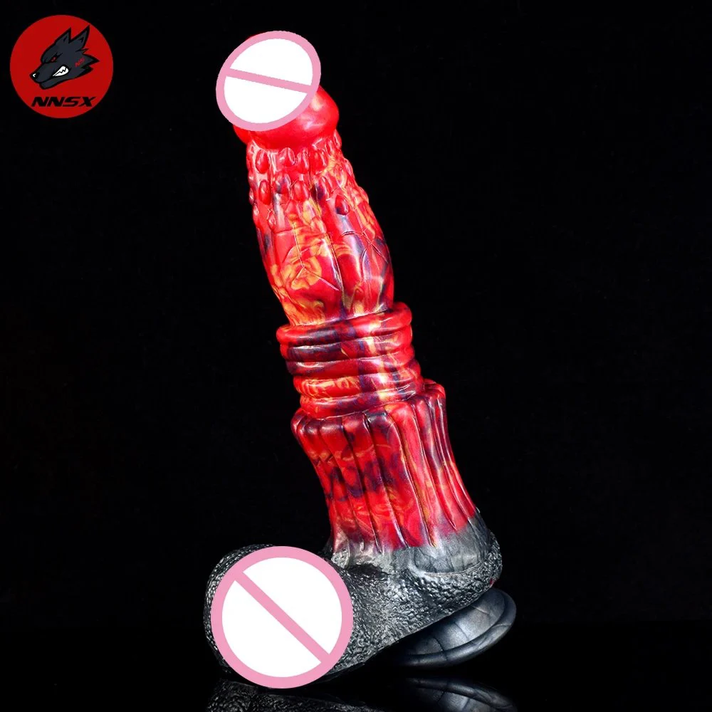 Animal Horse Artificial Penis Soft Silicone Strap on Dildo Realistic Fire Dragon Dildos Sex