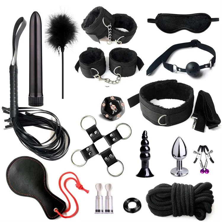 Erotic Sex Toy for Couples Adult Games 17PCS Bondage Restraints Kits Sex Handcuffs Whip Anal