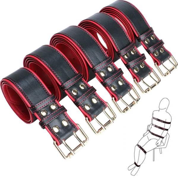 Body Combination Restraint Leather Belt,Leather Ankle Restraint, Collar Leather Metal Chain, Fetish Sex Toys