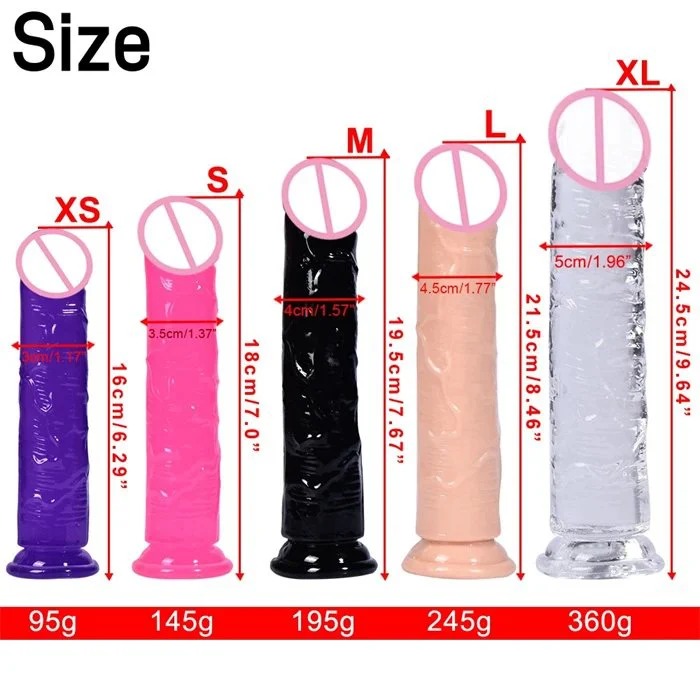 Crystal Soft TPE Dildo Stimulator Realistic Adult Sex Toys for Men and Women Made of Liquid Silicone and ABS Material