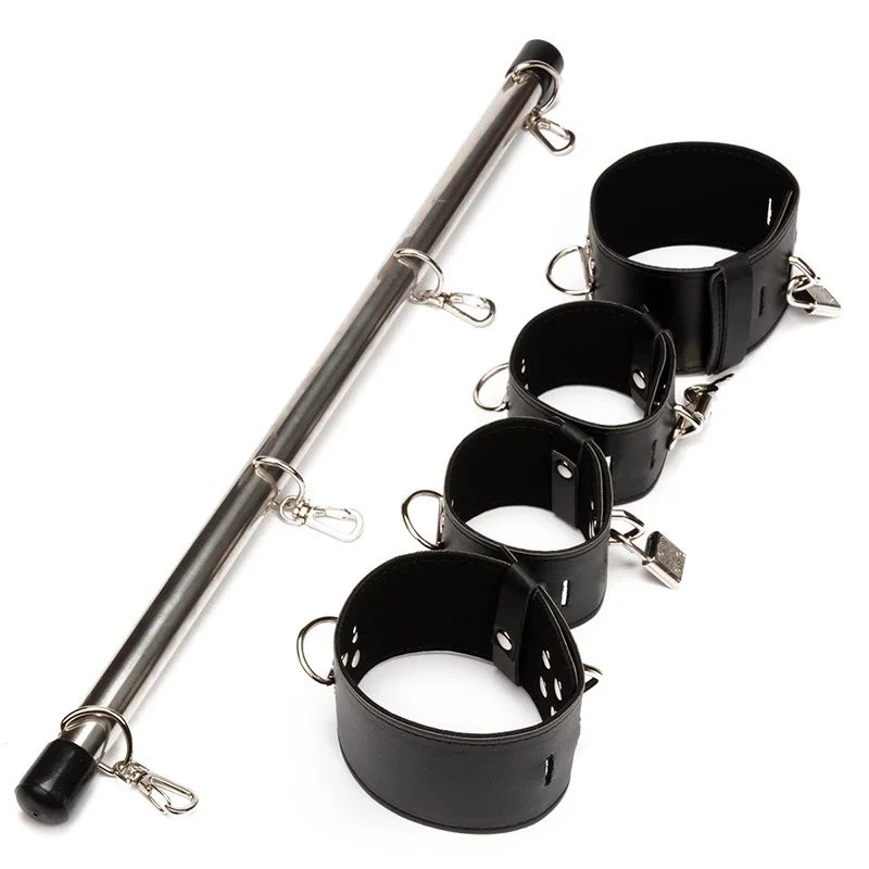 Bondage Set Stainless Steel Adjustable Spreader Bar Sex Slave Handcuffs Ankle Cuffs Fetish Restraints Sex Toys for Couples