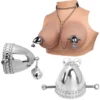 Collar with Nipple Clamps & Chain,bdsm Strict Leather Harness for Man Collar,bondage Gear Toys