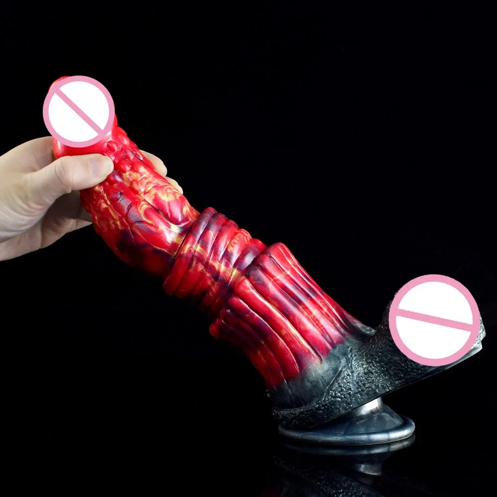 Animal Horse Artificial Penis Soft Silicone Strap on Dildo Realistic Fire Dragon Dildos Sex
