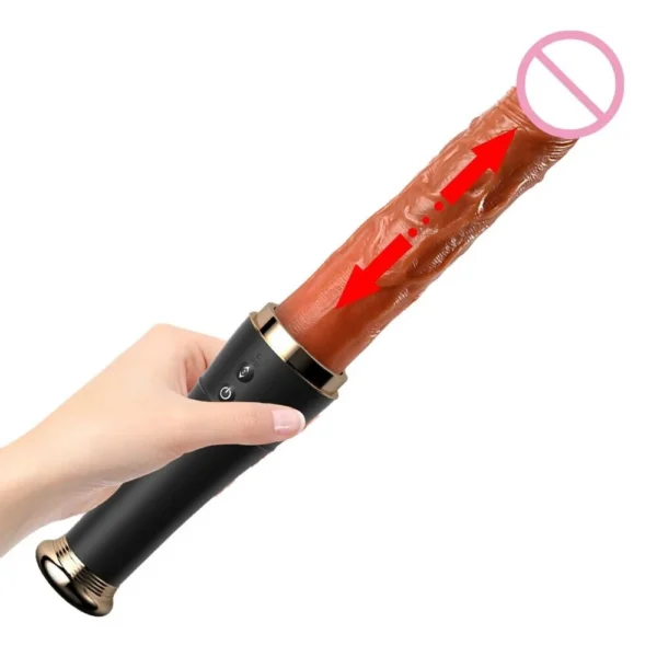 Baseball Bat Shaped Vagina Anal Stimulator Heating Auto Telescopic 19CM Realistic Thrusting Dildo Vibrator for Women