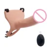 Remote Control Realistic Silicone Vibrating Strap on Dildo Hollow With Harness for Men Sex Toys