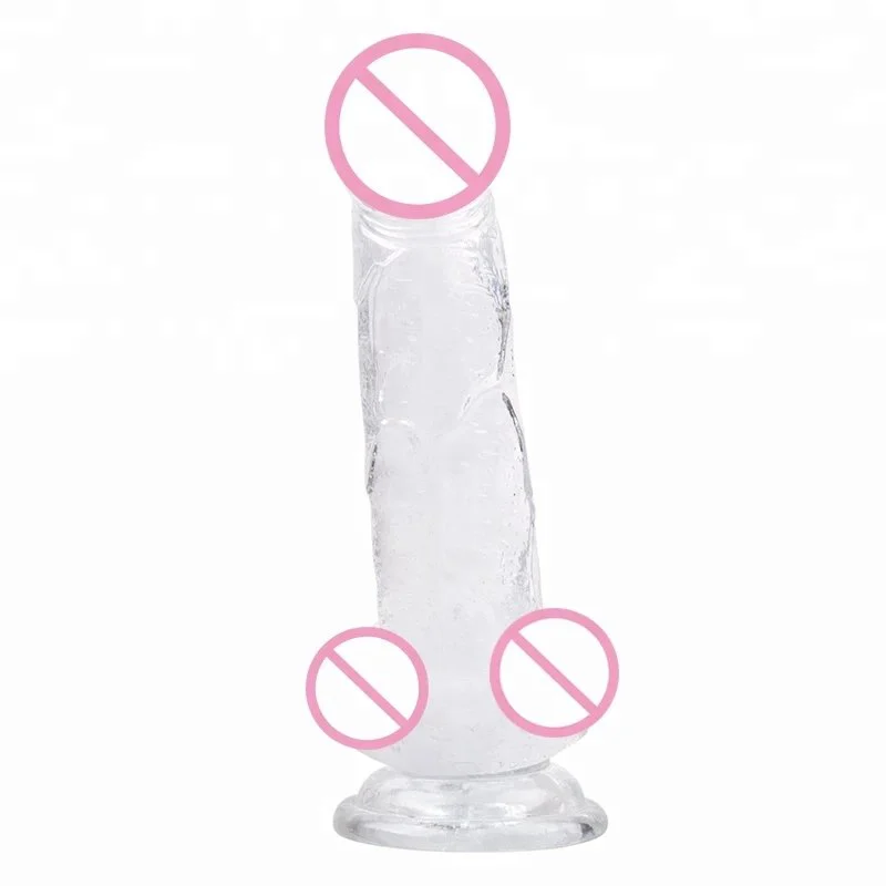 Crystal Jelly Flexible With Textured and Suction Cup Dong Realistic Penis