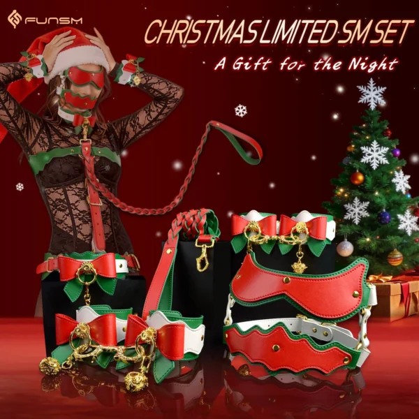 Christmas Collection Full Leather Restraint Set Enhances Intimacy - 18+ Adult Toy Available