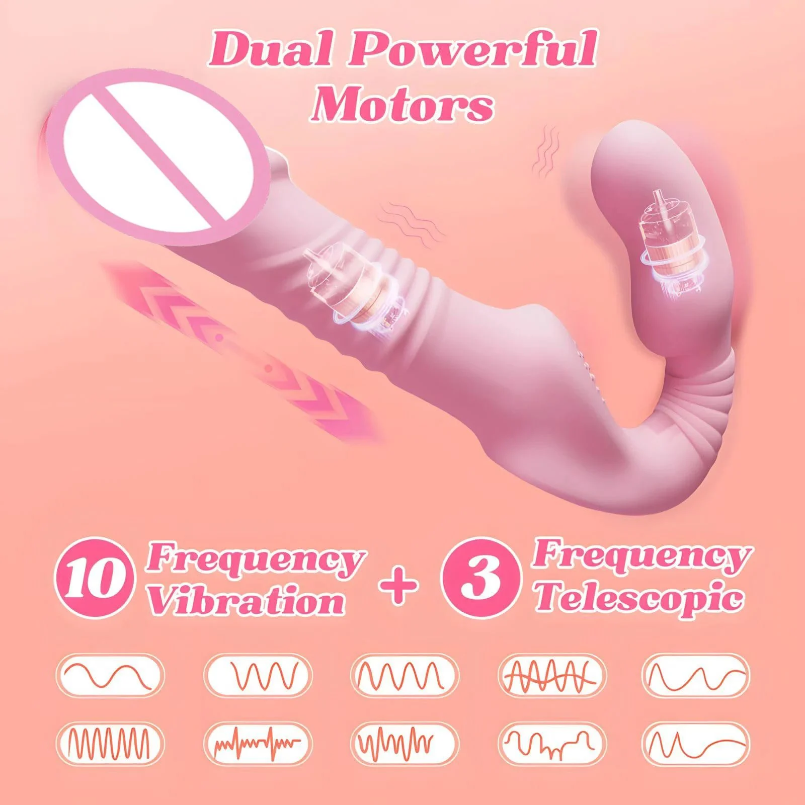 Double Ended Strapless Lesbian Vibrators Remote Control Strap on G-Spot Thrusting Dildo Vibrator Adult Sex Toy for Women Couple