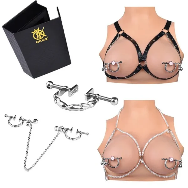 Nipple Clamps Women Breast Clips Sex Tools for Couples Erotic Toys Adult Games Female Harness Chastity Cage Bondage Set Sex