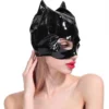 Erotic Sex Toys Bondage Restraint Slave Face Mask Cosplay Patent Leather Cute Sexy Cat Mask