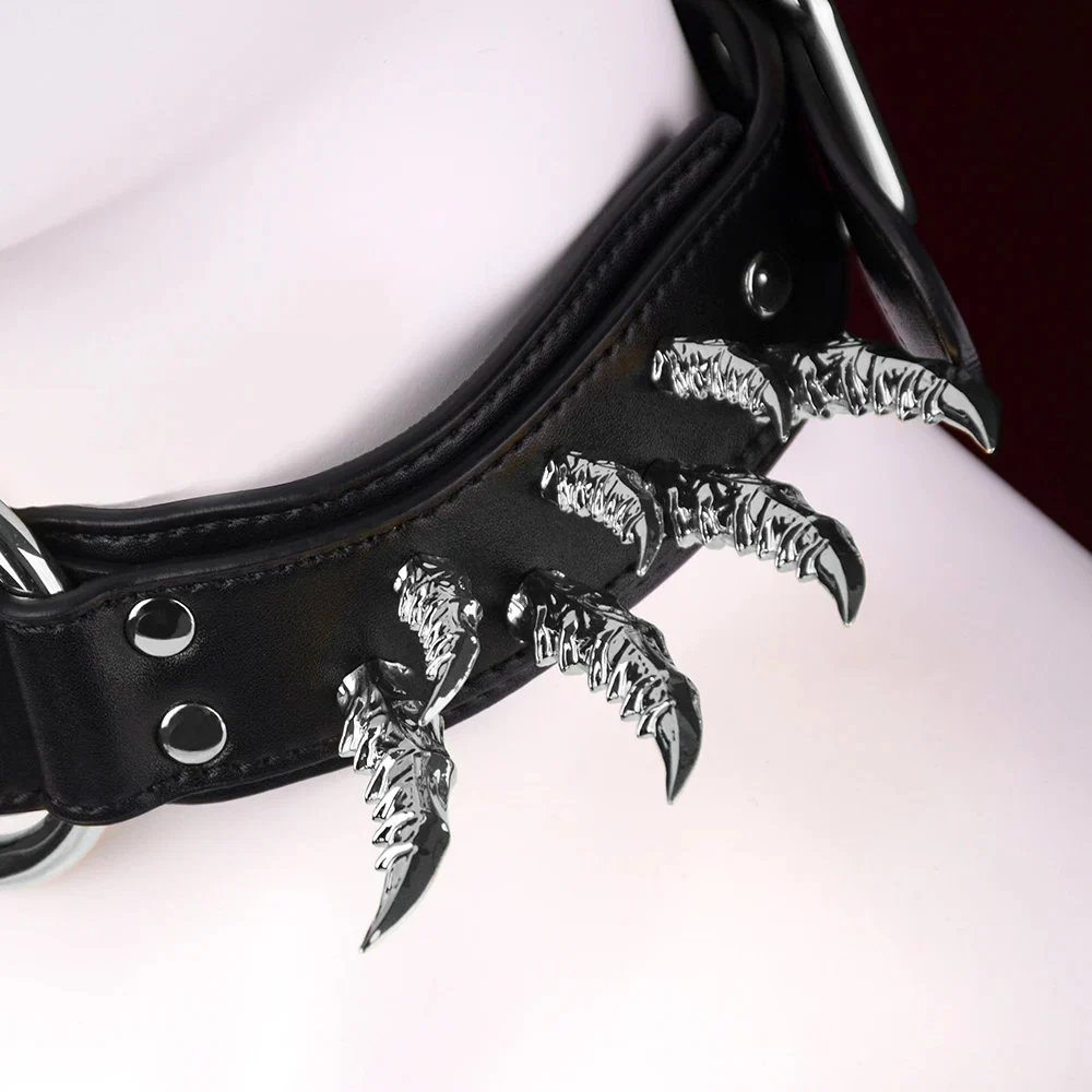 Devil's Claw Adjustable Submissive Collar Premium Leather Collar for Couples' Sex Toys