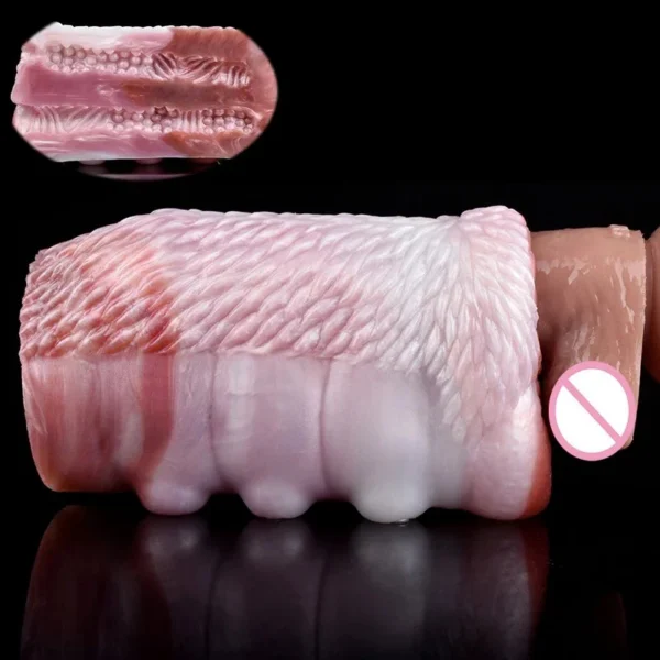 15 7.5cm Silicone Fantasy Dog Pussy Monster Male Masturbator Two-Hole Men Sex Toys Masturbation Cup
