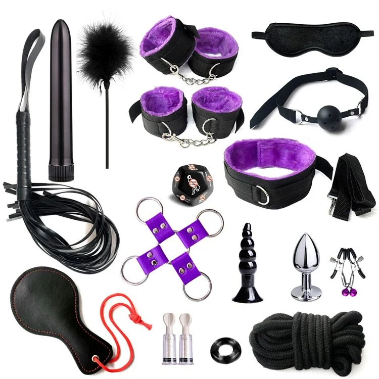 Erotic Sex Toy for Couples Adult Games 17PCS Bondage Restraints Kits Sex Handcuffs Whip Anal
