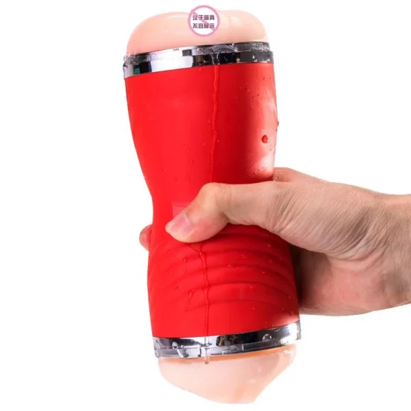 2-in-1 Male Masturbator Double-Sided Silicone Aircraft Cup Hand-Free Pocket Sex Toys for Men's Masturbation