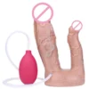 Double Head Squirting Dildo Double Stimulation Sucker Dildo Adsorption Belly Simulation Silicone Sex Toys