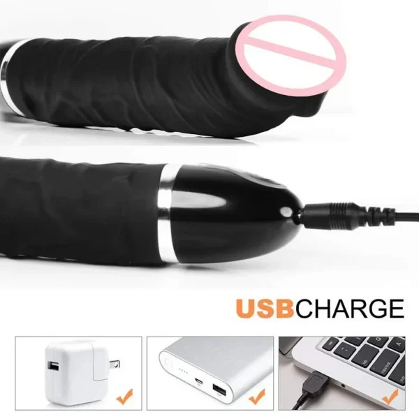 Rechargeable 7 Vibration Modes Silicone Realistic Vibrating Dildo Female Masturbation G-Spot Dildo Vibrator for Women Sex Toy