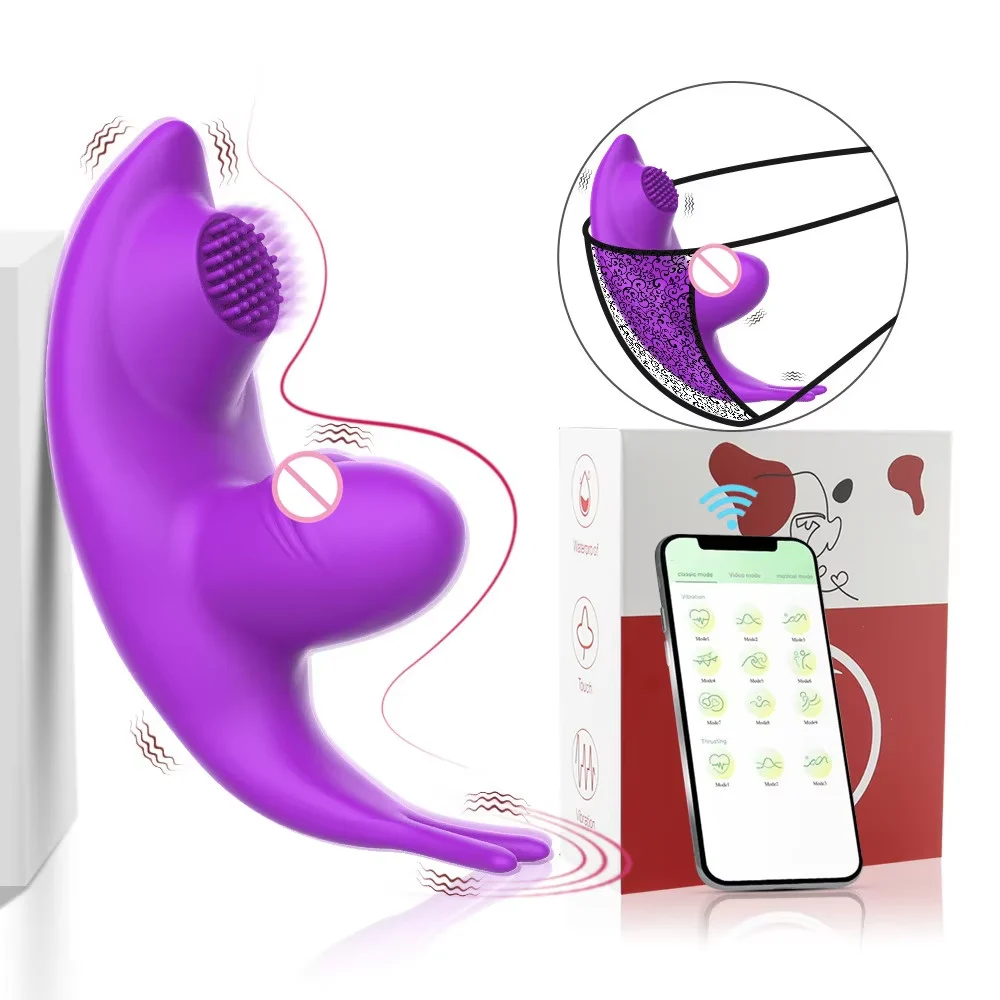 USB APP Controlled Woman's Vibrator G-Spot Clitoris Sucking Massager with Tongue-Licking Brush & Panty Vibrator Sex Toys