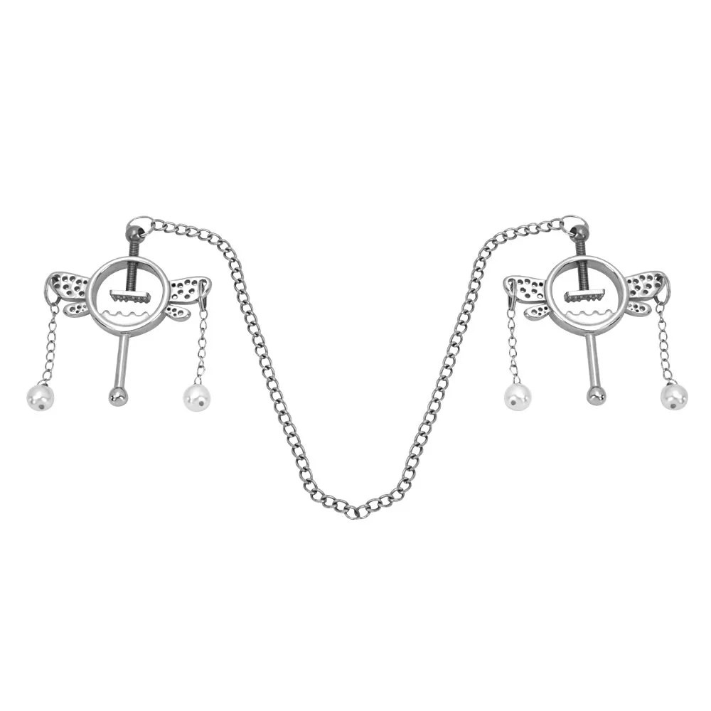 Fetish Game Role Playing Wearable Chain Nipple Clamp Breast Fun Sex Bondage Sexy Underwear Painful Toys for Couple