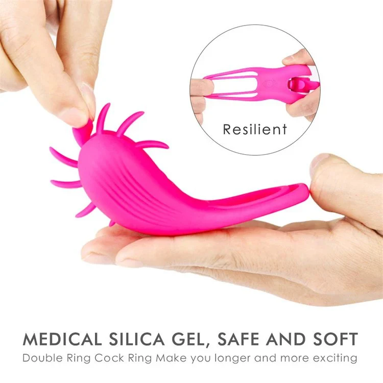 10 Speed Rotation Oral Tongue Licking Double Penis Ring Vibrator G Spot Cock Ring with Clitoris Stimulator