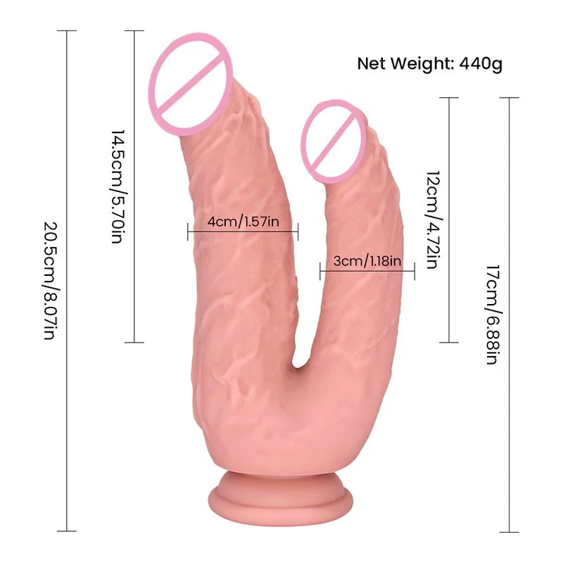 Double Head Huge Dildo Lesbian Vaginal Toys Big Penis Stimulation Double Penetration Silicone Dildo with Suction Cup