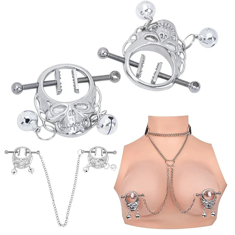 Leather Collar With Nipple Clamps Bondage for Couples Sex Toy,Sex Bondage Leather Breast Restraints for Women