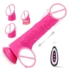 Dual Density Telescopic Dildo Women Masturbation Toys Remote Control Heating Thrusting Realistic Dildo Vibrator with Suction Cup