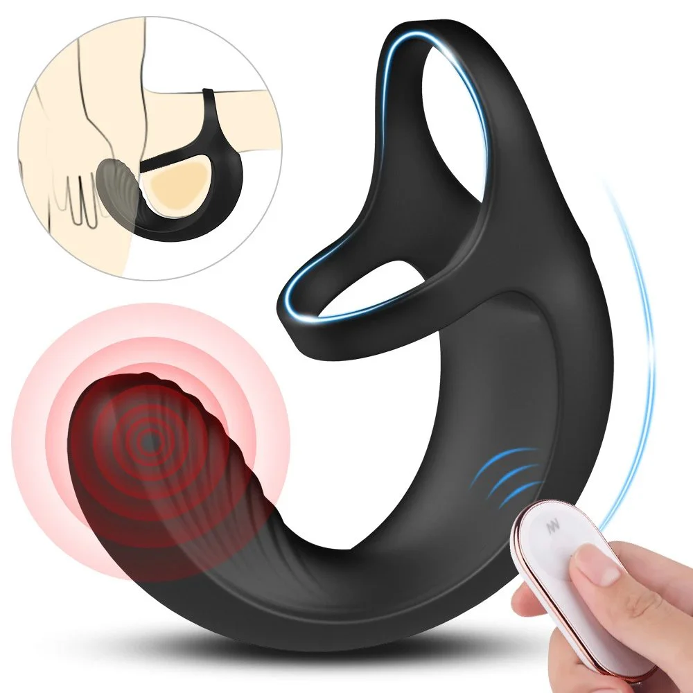 Adult Product Silicone Vibrating Ring with Remote Control Long-lasting Testicle Stimulation and Sperm Lock and Prostate Massager
