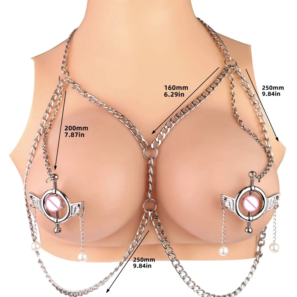 Lesbian Nipple Clamp Metal Breast Clip Heavy Nipple Stimulator Women Beginner Breast Sex Toys with Leather Pearl Chain